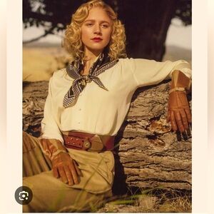 Massimo Dutti Silk button-down Safari Shirt In Tan